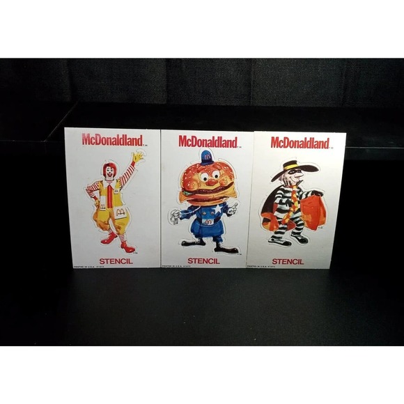 MCDONALD'S MCDONALDLAND STENCILS 1973 vintage set/ 3 RARE lot Hamburgler Ronald - Picture 1 of 4